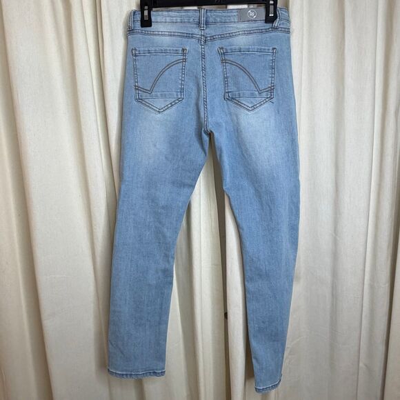 Ring of Fire Slim Fit Distressed Jeans Size 16 Light Wash Stretch Denim - Picture 3 of 6